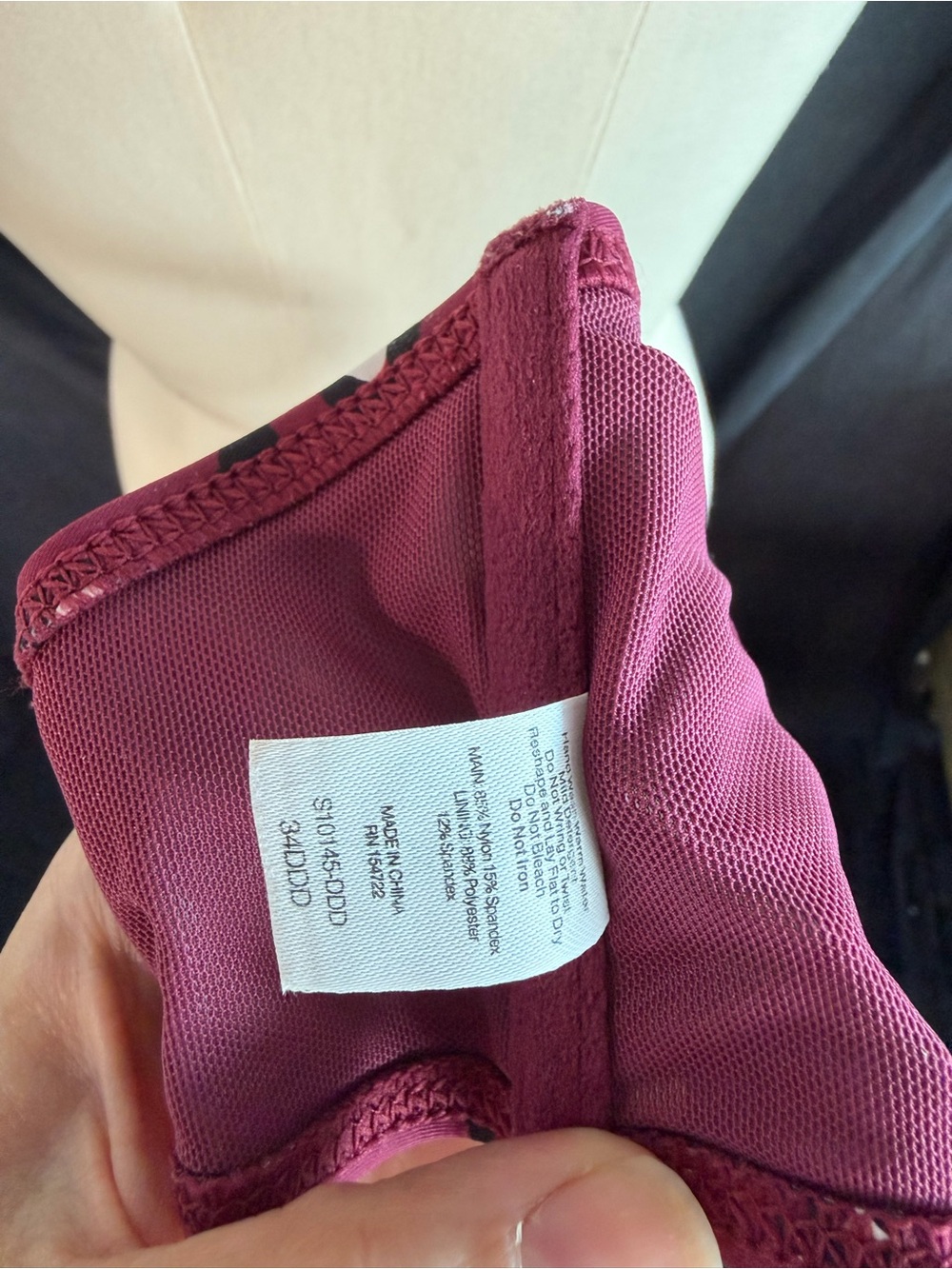 Birdsong 34DDD maroon underwire swim top with underwire - Picture 4 of 4